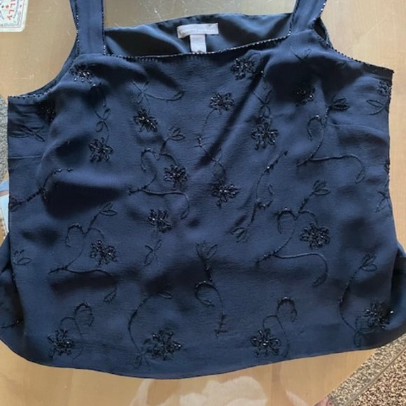 BLACK BEADED TOP AND BLACK KNIT EVENING SKIRT - Picture 1 of 4